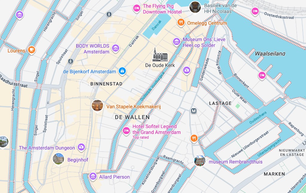 Map with restaurants